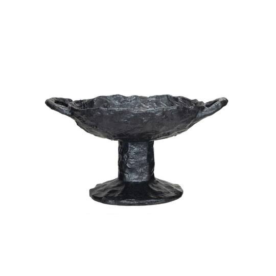 Hello Honey® 9.5" Black Stoneware Footed Plate with Handles & Reactive Glaze